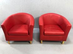 Pair of modern red club chairs