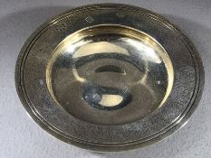 Circular hallmarked Silver Bowl approx 10.5cm in diameter and 104g engraved "The Jaeger Trophy"