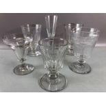 Selection of Antique glassware to include 19th Century glass rummers (6)