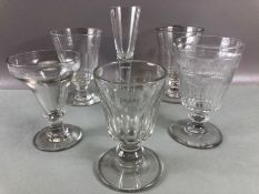 Selection of Antique glassware to include 19th Century glass rummers (6)