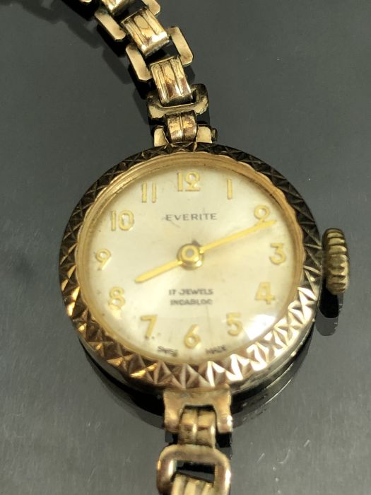 9ct Gold cased wristwatch on rolled Gold strap by EVERITE - Image 2 of 7