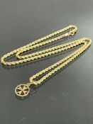 14ct Gold twisted Gold chain with 9ct gold star pendant (total weight approx 2.5g