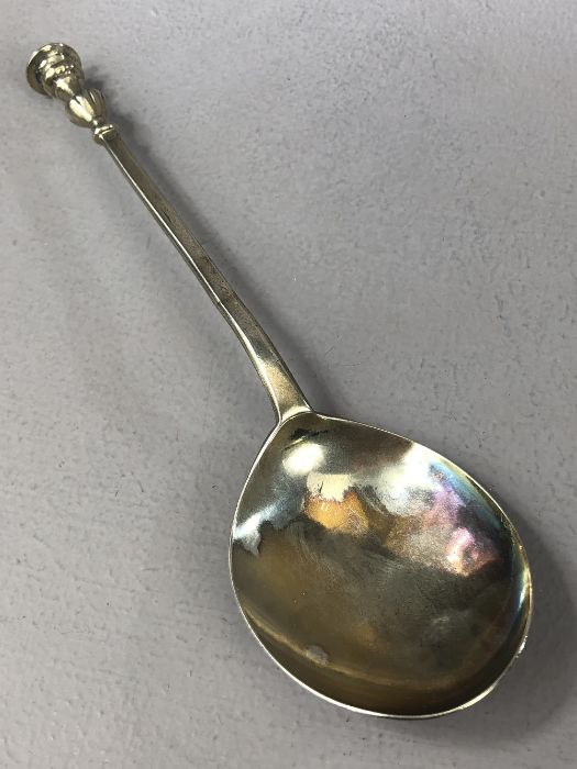 Silver spoon hallmarked for London 1780 with large hammered bowl and maker CH possibly Charles - Image 3 of 6