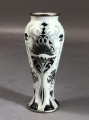 Moorcroft enamel miniature vase, with black and white floral design, limited edition, 100/150,