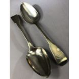 Pair of Georgian Silver hallmarked serving spoons London by maker Richard Crossley & George Smith IV