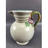 CLARICE CLIFF Newport Pottery jug, Shape No.895 'My Garden', cream glaze with Autumnal coloured