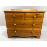 Low pine chest of five drawers by Lovelace Country Furniture, approx 91cm x 46cm x 71cm tall
