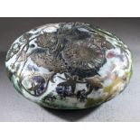 JONATHAN HARRIS - contemporary studio glass 'Silver Cameo' squat paperweight titled 'Spring