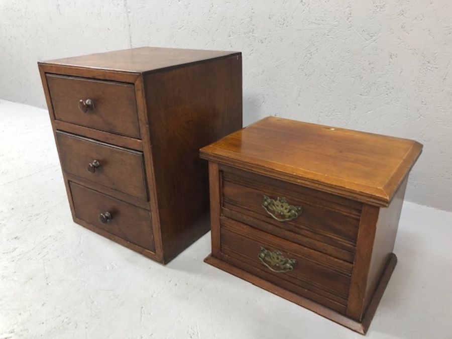 Two wooden desk top sets of miniature drawers, the largest approx 28cm x 28cm x 36cm - Image 2 of 7