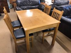 Modern extending dining table dining table with four matching chairs, table approx 53cm x 80cm (