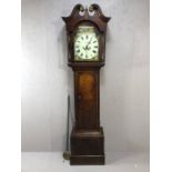 Long case clock with painted dial, pendulum, no weights A/F