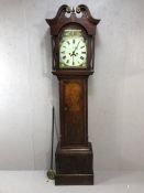 Long case clock with painted dial, pendulum, no weights A/F