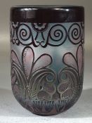 JONATHAN HARRIS - contemporary studio glass vase glass decorated with abstract foliate design on a