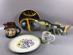 Collection of ceramics to include Poole, Royal Doulton and a leaping fish by Jema