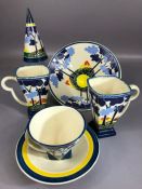Collection of Art Deco style ceramics by MOORLAND, Staffordshire Chelsea Works, Burslem, in the