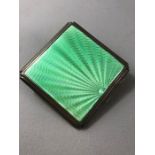 Enamelled Silver hallmarked compact by maker Deakin & Francis Ltd hallmarked for Birmingham 1946 the