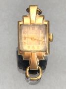 9ct Gold Art Deco wristwatch by Renown case by Dennison (6.4g without movement)