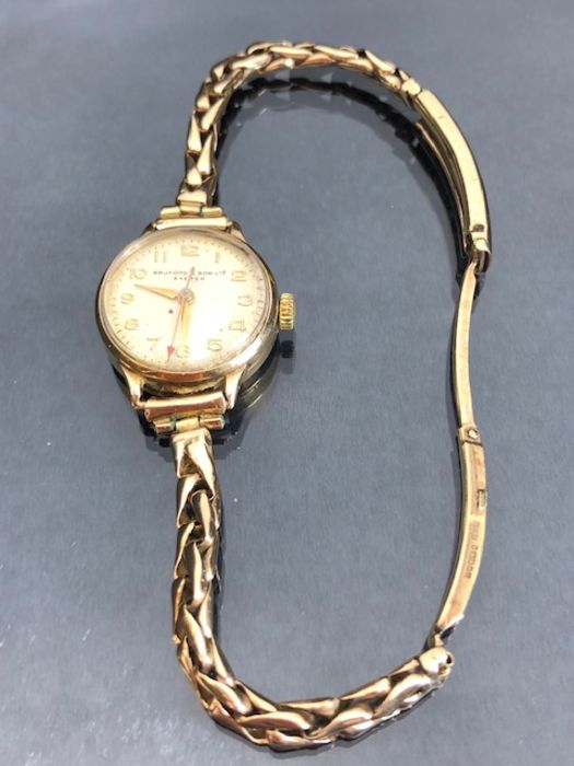 9ct Gold cased (DENNISON wristwatch with 9ct Gold strap (weight without movement 13.4g) by maker - Image 2 of 7