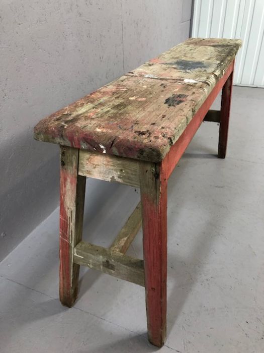 Vintage pine work bench approx 130cm x 28cm x 65cm tall - Image 5 of 5