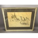 Pencil study titled 'Eland Antelope S. Africa', signed M. Wells, approx 43cm x 31cm