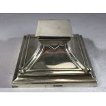 Silver Hallmarked Art Nouveau Inkwell, pyramid style with hinged lid on weighted base. Hallmarked