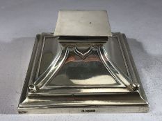 Silver Hallmarked Art Nouveau Inkwell, pyramid style with hinged lid on weighted base. Hallmarked