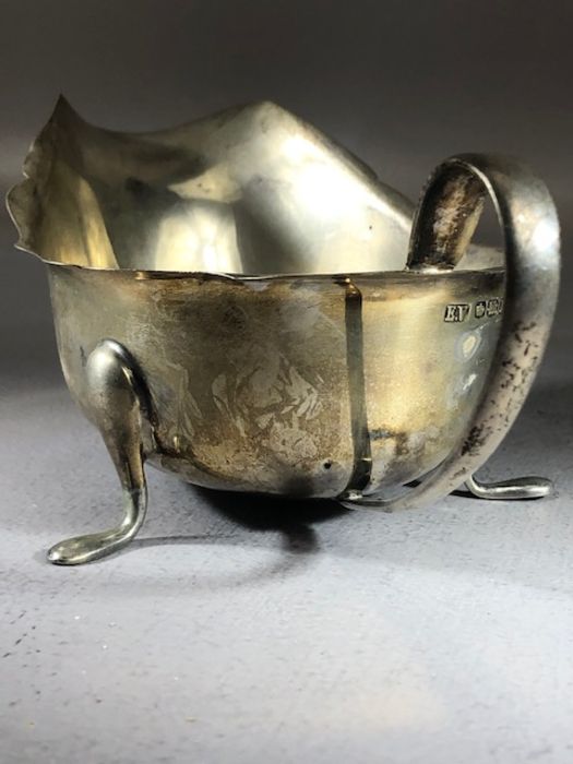 Silver hallmarked Sauce Boat on three splayed legs Hallmarked for Sheffield by maker Emily Viners - Image 4 of 8