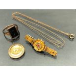 Collection of 9ct gold items to include an Antique Brooch and a St Christoper (all A/F and total