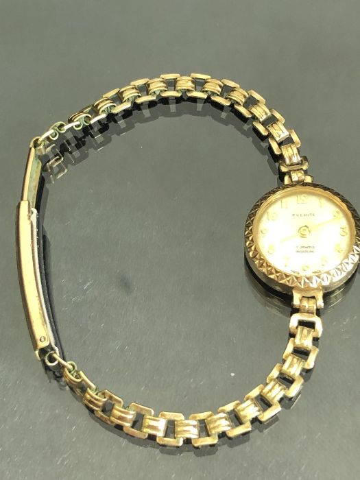 9ct Gold cased wristwatch on rolled Gold strap by EVERITE - Image 3 of 7
