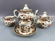 Mason's 'Brown Velvet' pattern tea ware to include teapot, milk jug, sugar bowl, teacup and saucer