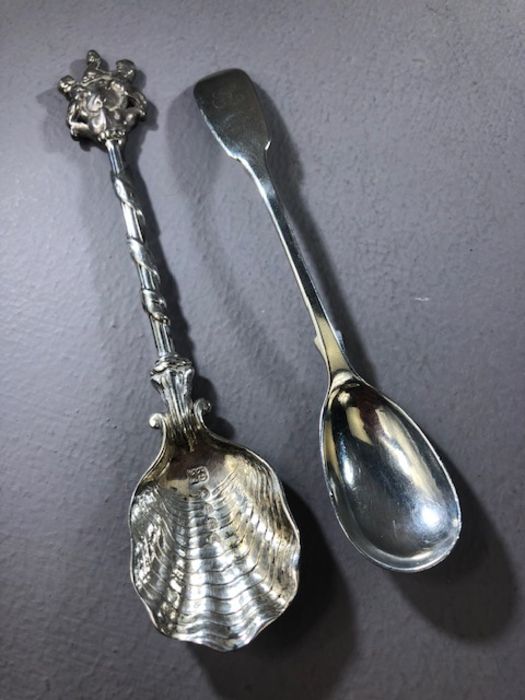 Silver hallmarked Georgian Mustard spoon London 1837 by maker IH poss Joseph & Albert Savory and a