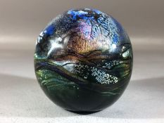 JONATHAN HARRIS - contemporary studio glass paperweight in the 'Horizon' pattern, layered and