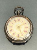 Continental silver 935 fob watch/ pocket watch with key (untested)