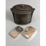 Silver items to include Silver ingots and a hallmarked silver pot (A/F) total weight approx 101g