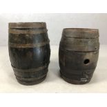 Two interesting vintage metal bound barrels, the largest approx 50cm tall