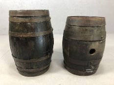 Two interesting vintage metal bound barrels, the largest approx 50cm tall