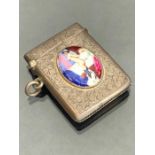 Silver Hallmarked Vesta case with applied erotic nude enamel, by maker Constantine & Floyd Ltd and