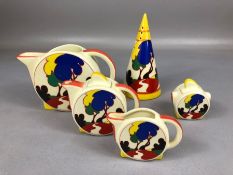 Collection of Art Deco style ceramics by MOORLAND, Staffordshire Chelsea Works, Burslem, in the