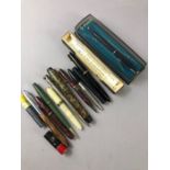 Collection of vintage pens pencils and accessories