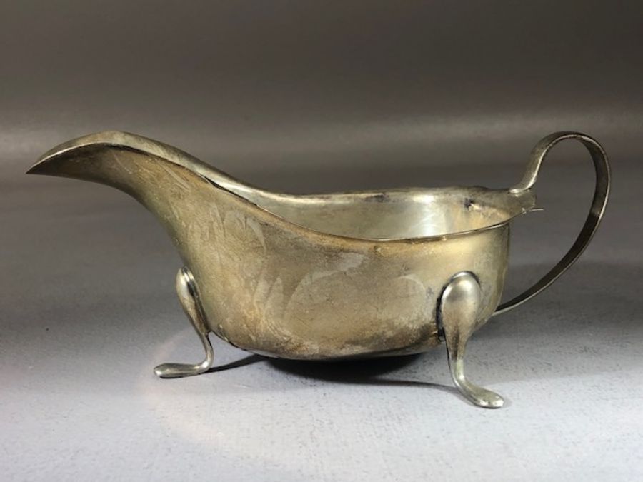 Silver hallmarked Sauce Boat on three splayed legs Hallmarked for Sheffield by maker Emily Viners - Image 2 of 8