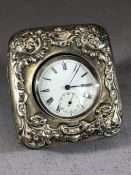 Silver Pocket watch marked 925 with white face and subsidiary dial with Silver dust cover