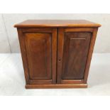 Mahogany desk top two door cabinet with two drawers with brass fitments A/F