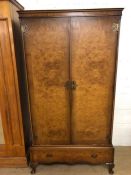 Vintage single wardrobe on stand with drawer under by maker Maple