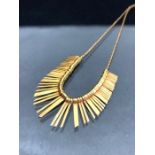 9ct Gold necklace with Art Deco style graduated fringe detailing approx 40cm in length & 5g