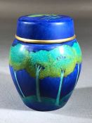 Moorcroft Lidded pot with tree design on Blue Ground and with Gold detailing signed and Limited