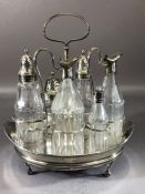 Silver Hallmarked Cruet stand and condiments. The Silver boat shaped Georgian Tray on Ball & Claw