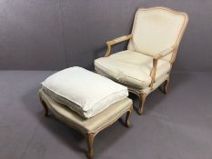 French-style armchair with footstool