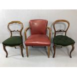 Collection of three vintage and antique chairs to include two Victorian balloon backs