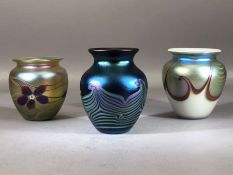 OKRA - Two contemporary studio glass vases: the first a Glass Guild Founder Member iridescent art