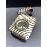 Victorian silver plated vesta case, diagonal fluting with compartment of miniature dice